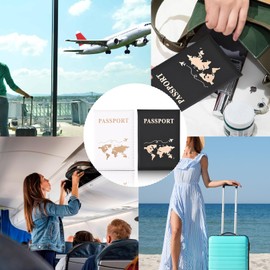 Lithyc Pack of 2 Passport Cover, Passport Cover, Faux Leather Passport Holder Travel Document Holder Made of PU Leather, Suitable for ID Cards, Business Cards, Credit Cards and Travel Documents, Black