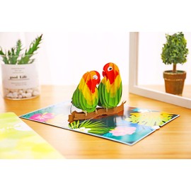 Liif Lovebird 20th Anniversary Card, 3D Greeting Pop Up Anniversary Card For 20 Years - For Husband, Wife, Parents, Couple, | With Message Note & Envelop | Size 7" x 5"