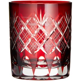 Tajimaglas TG04-24-1R Tajima Glass Edo Kiriko Layered Arai and Chrysanthemum Bottom, Old, 9.5 fl oz (280 ml), Red