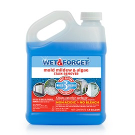 Wet & Forget No Scrub Outdoor Cleaner for Easy Removal of Mold, Mildew and Algae Stains, Bleach-Free Formula, 0.5 Gallon Concentrate - Ships to California Only, 64 Fluid Ounces