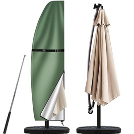 Teynewer Parasol Cover Waterproof, Garden Cantilever Umbrella Cover, Green