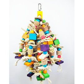 unimaxlink Natural Wooden Bird Chewing Toys Coconut Shell Poplar Corn Cob Interactive Bird Toy