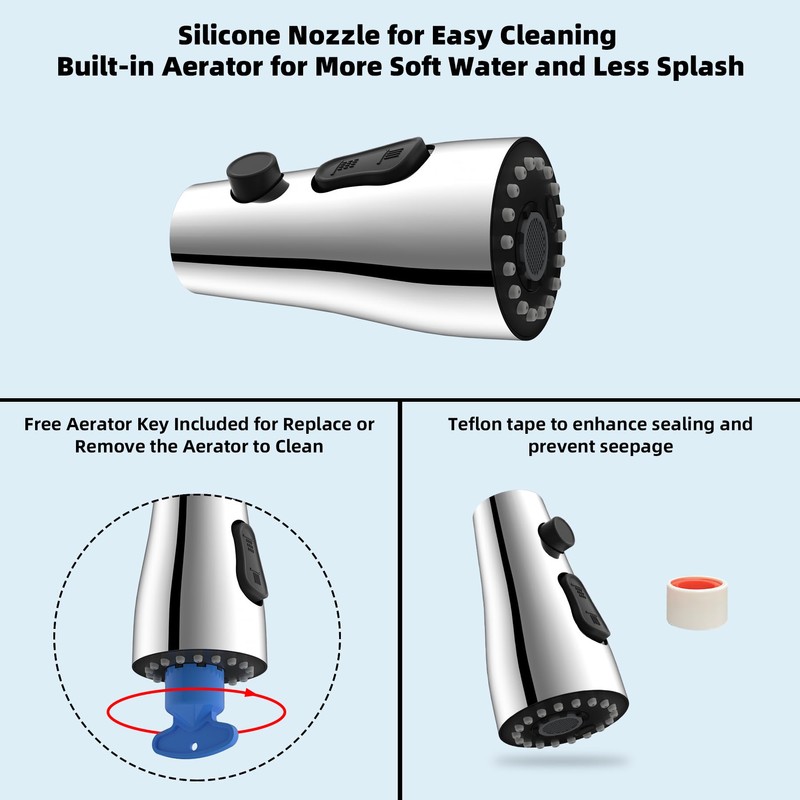 Hibbent Metal Pull Down Spray Head for Kitchen Faucet, Kitchen