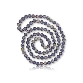 MGR MY GEMS ROCK! 7-8MM 36 Inch Long Matte-Finish Genuine Semi-Precious Stone Natural Spider Vein Jasper Endless Infinity Opera Length Hand Beaded Mala Chakra Strand Necklace for Men or Women.