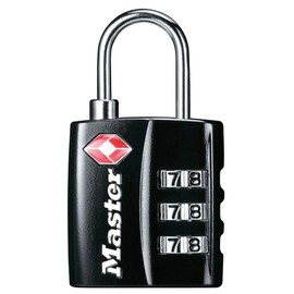 Master Lock Black TSA-Approved Luggage Lock with Wide Lock Body and Thin, Durable Steel Shackle, Zipper Lock for Backpacks, Luggage, 4680DBLK
