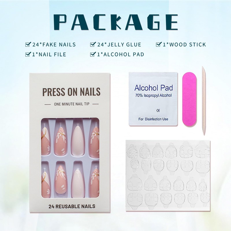 Medium Press on Nails Almond Fake Nails Artificial Full Cover