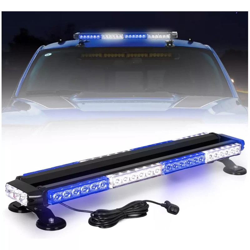 PUNKZZ Barra Torreta Estrobo Codigo Leds Con Base Magnética 26