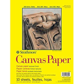 Strathmore 300 Series Canvas Paper Pad, Glue Bound, 9x12 inches, 10 Sheets (115lb/187g) - Artist Paper for Adults and Students - Acrylic and Oil Paints
