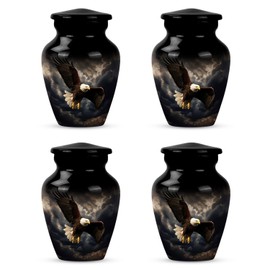 YASUBJAG Black Eagle Fly Urns for Human Ashes Male & Female - Small Keepsake Urn for Human Ashes Adult Women & Men, Mini Cremation Ashes Adult 3 Inch 4 Pcs