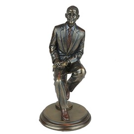 8 Inch Figure Seated President Barak Obama Burnished Bronze Hue