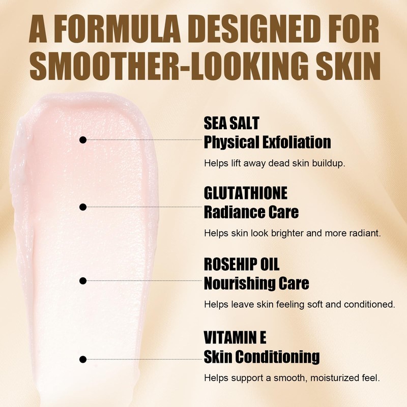 Glutathione Body Scrub with Sea Salt & Rosehip – Gentle