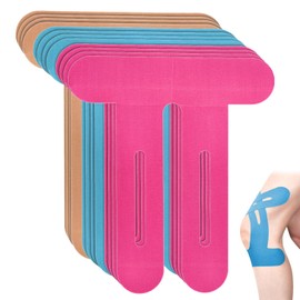 12 Pcs Precut Kinesiology Tape for Knees,Knee Support Tape Elastic and Waterproof,Sticky Relief Athletic Tape for Muscle Discomfort Relief and Reduce Damage,for Knees Shoulders Ankles Wrists