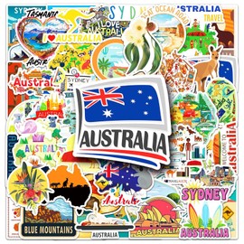 Australia Stickers 50 Pcs Waterproof Cartoon Retro Australia Style Stickers for Laptop Scrapbook Water Bottle Luggage Skateboard Computer Car Bike,Vinyl Funny Travel Scenery Sticker for Adults Girls