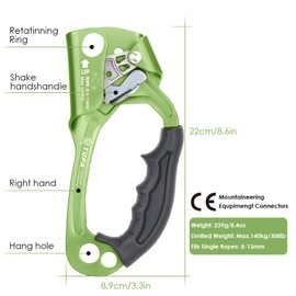 Lixada Assender Hand Cender Outdoor Rock Climbing Left Hand Right Hand Ascender 8mm~13mm Vertical Rope Aviation Rescue Protection Lock Climbing Process Capture Access Climbing