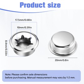 6 PCS 3/8” Spring Steel Push on nut axle caps, Push on Axle Cap Nut Fastener, Permanent Washer Caps Metal for Hand Trucks Rolling Bins Lawn Wagons