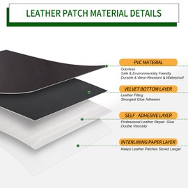 BONAIER Leather Patches for Furniture,17x79 inch Large Self Adhesive Leather Repair Patch,Leather Patch Tape kit for Couch,Car Seat,Motorcycle Seat,Loveseat (Dark Brown(Fine-Grained), 17x79inch)