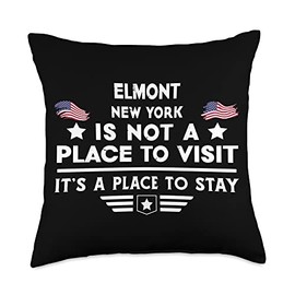 Modern German City State Quote Designs Elmont New York Place to Stay USA Town Home City Throw Pillow, 18x18, Multicolor