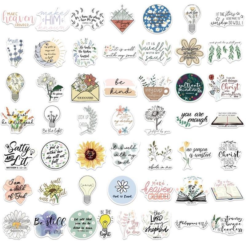 Bible Verse Sticker, 50pcs/set Creative Bible Verse Stickers, DIY Decorative