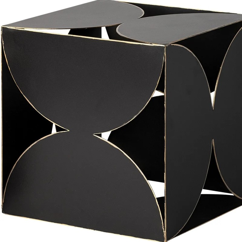 Homeroots 8" Contemporary Black Metal Geo Cube Sculpture