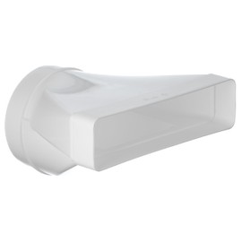 Steinberg14 White 220x55mm - Ø 125mm Flat Channel to Round Pipe Ducting Adaptor - Plastic Straight Connector, Adapter, Reducer - 8 x 2 inch to Ø 5 inch