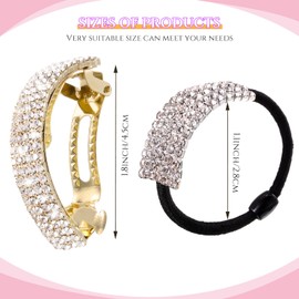 Rhinestone Barrette Glitter Hair Tie Metal Spring Bling Hair Clip Crystal Ponytail Holder Headband Christmas Gift Women Wedding Accessories Birthday Mother's Valentine's Day