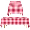 Gatherfun 3PCS Red White Gingham Rectangular Waterproof Tablecloth 54X108Inch Disposable