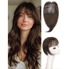 ORSUNCER Hair Toppers for Women 360° Cover Clip in Bangs Hair Topper for Thinning Hair Gray Hiar Natural Fullness Synthetic Fake Bangs Daily Wear
