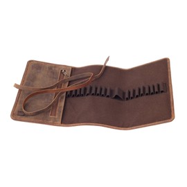 Greenburry Vintage Federmäppchen Leder Schlampermappe Braun 19,5x10x2,5 cm