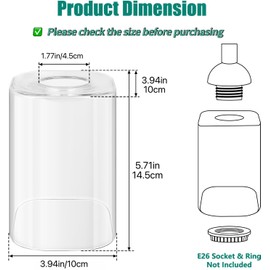 Spiglamm 3-Pack Square Glass Shade Replacement for Light Fixtures, 5.71in Height, 3.94in Diameter, 1.77in Fitter，Clear Glass Cover Replacement for Bathroom Vanity Light, Wall Sconce, Chandelier