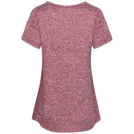 MOQIVGI Exercise Shirts for Women Fashion 2024 Plain Casual Athletic Fitness Activewear Tops Ladies Short Sleeve Yoga Clothes Red X-Large