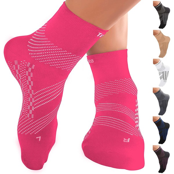 TechWare Pro Ankle Compression Socks-Plantar Fasciitis Socks & Foot Support. Achilles Tendonitis Brace & Arch Support for Heel Pain Relief. Injury Recovery & Prevention. Men & Women 1 Pair