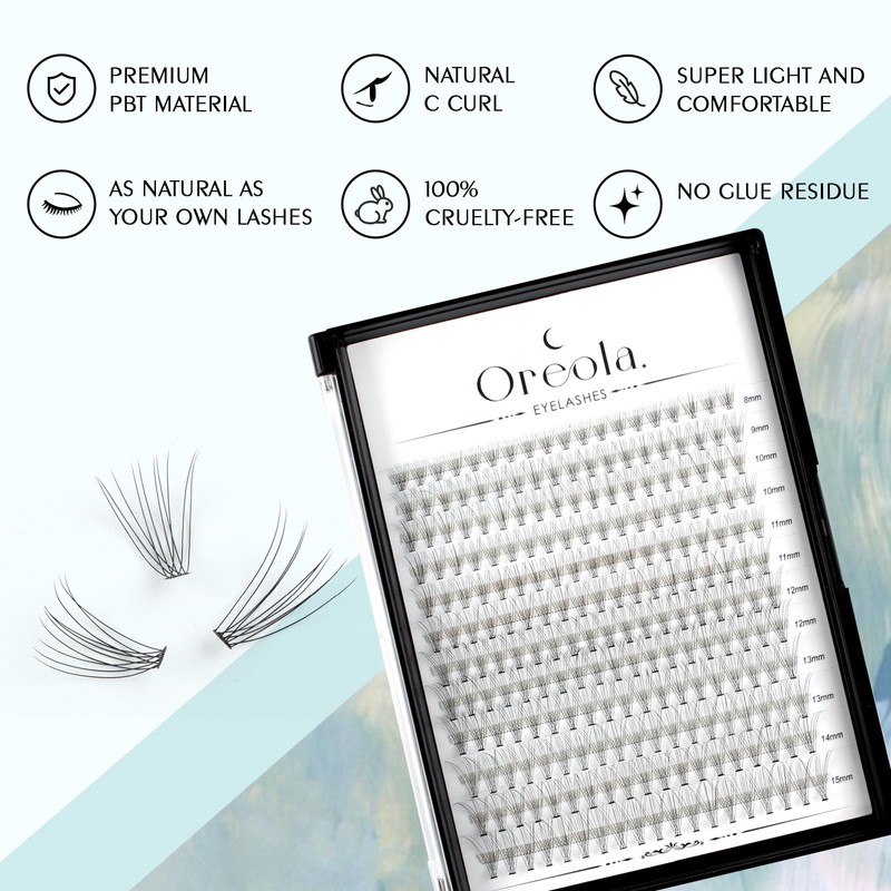 Oreola Eyelash Extension Set 228 Pieces Individual Eyelashes with Binding