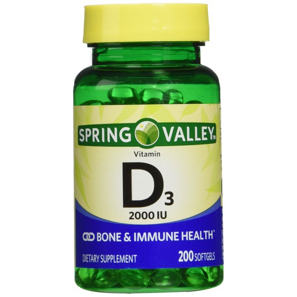 Spring Valley Twin Pack Vitamin d3 2000I.U. Immune Health/Bone Health, 200 so.
