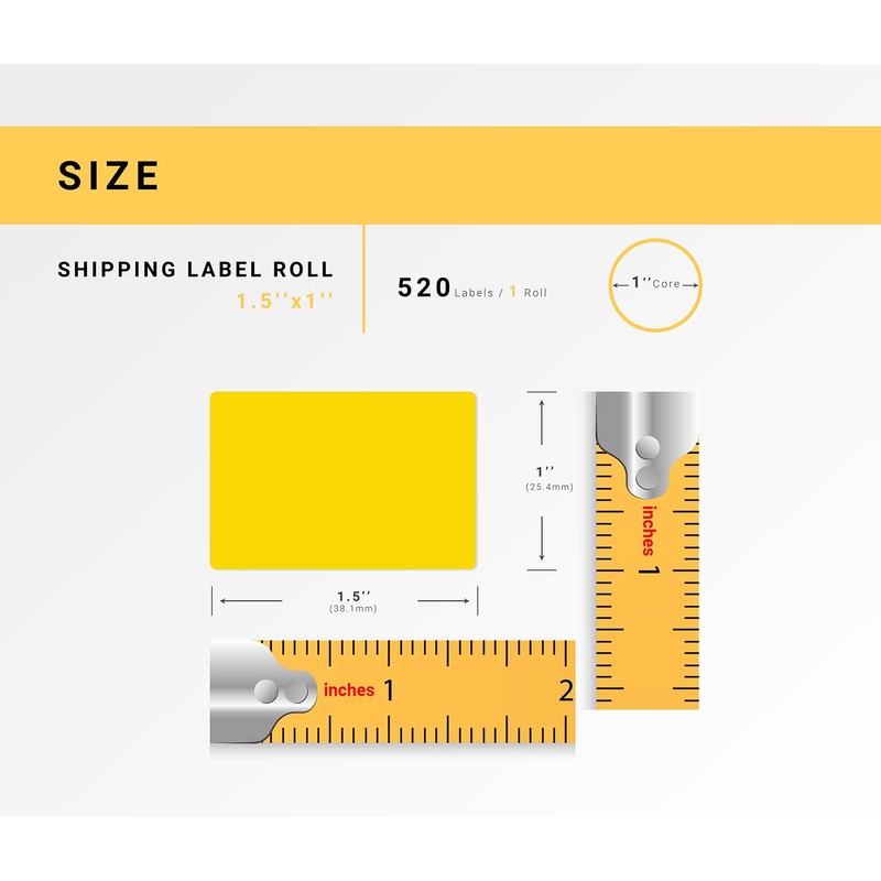 HOUSELABELS 1.5" x 1" Yellow Multipurpose Labels on 1" Core
