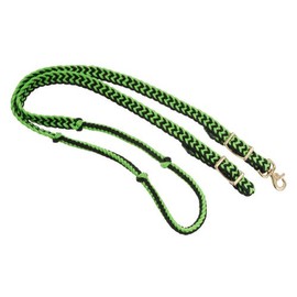 Tough 1 Knotted Cord Roping Reins, Neon Green/Black