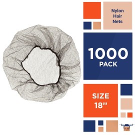 AMZ Supply 1000 Pack Dark Brown Disposable Nylon Hair Nets 18" /w Elastic Edge Mesh