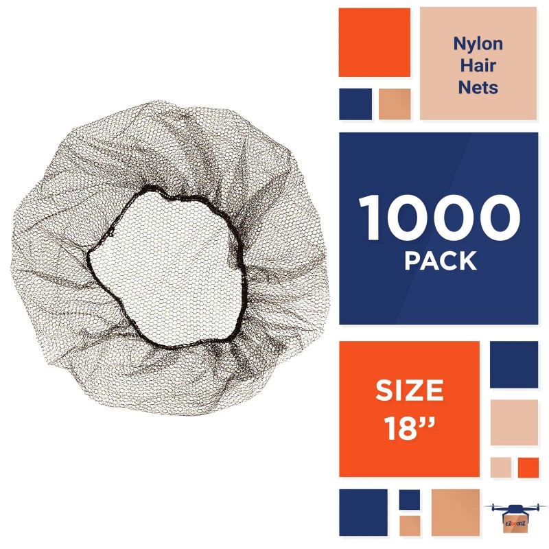 AMZ Supply 1000 Pack Dark Brown Disposable Nylon Hair Nets