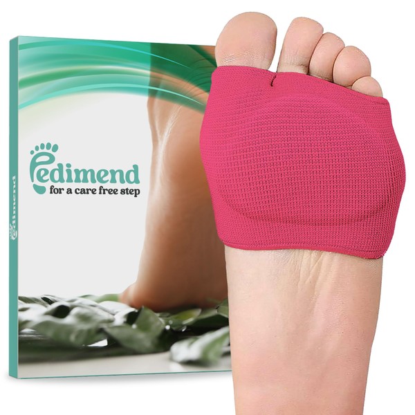 Pedimend Metatarsal Pads for Men and Women Bunion Pads - Gel Sleeve Cushion Pad - Fabric Soft Socks to Support Feet Pain Relief Pink XL (EU 42-47)