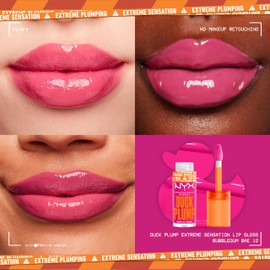 NYX Professional Makeup Lip Gloss with Pout Effect, Glossy Finish & Intense Colour, Extreme Volume & Fullness Thanks to Ginger Oil, Vegan Formula, Duck Plump Lip Lacquer, Bubblegum Bae