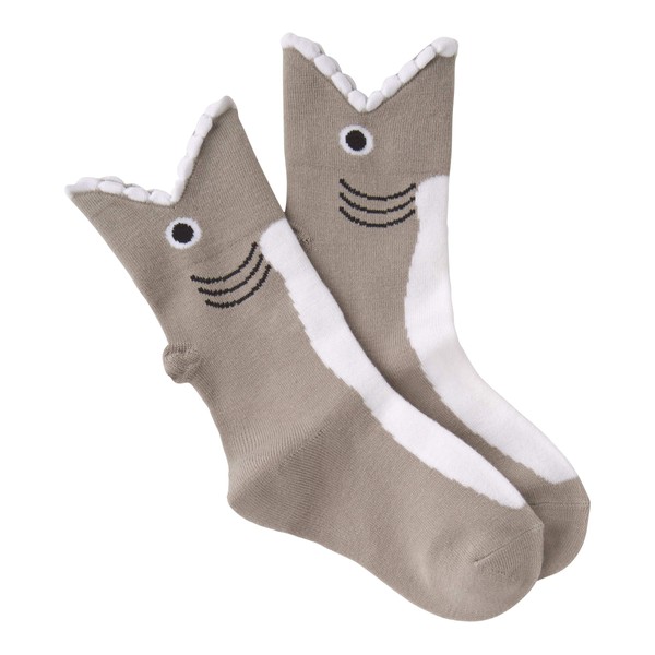 K. Bell Socks unisex child Novelty Wide Mouth Crew Hosiery, Gray Shark, Shoe Size 7-13 US