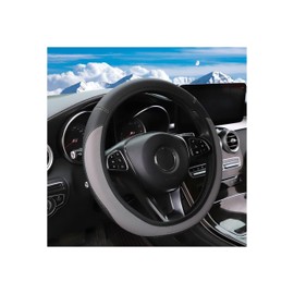 Zpana Car Steering Wheel Cover, Leather Elastic No Inner Ring Vehicle Steering Wheel Protector for 14.5-15Inch, Anti Slip Auto Interior Protection Accessories, Universal for SUV Sedan Truck (Gray)