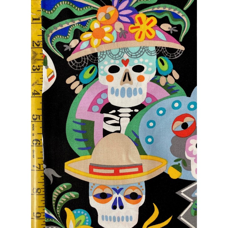 Carita Calaveras Black Alexander Henry Fabric - by Half Yard