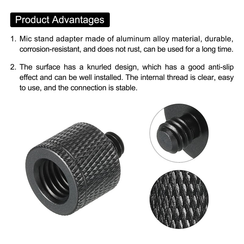 sourcing map Microphone Stand Adapter M10 Female x 1/4 Male