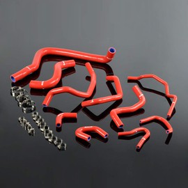 PIT66 Silicone Radiator Hose Kit,Compatible with 1990-1993 Honda Accord CB7 F22A F20A Red with Clamps