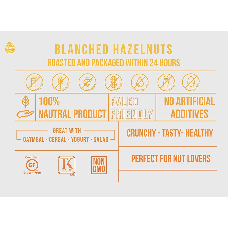 Blanched / Roasted Hazelnuts 3 LB |UNSALTED| FILBERTS | NO