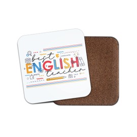 Square Single Coaster - Best English Teacher Ever World's Literacy Number One Teachers Tutor School Kids College University Gift #78698