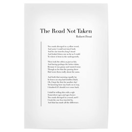 artboxONE Poster 30 x 20 cm Typography The Road Not Taken by Robert Frost - Picture Road Book Love Book Lover
