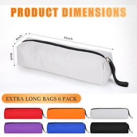 Hillban 6 Pack Extra Long Tool Bag Zipper Pouch 16 x 4 x 4 Inches Utility Canvas Tool Bag Electrician Multipurpose Storage Pouch for Tools, Gadgets, Cosmetics, Stationery, Travel Accessories, 6 Color