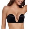 HACI Women's Plunge Deep U Strapless Bra Push Up Demi