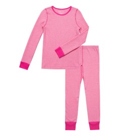 Fruit of the Loom Girls' Premium Thermal Waffle Underwear Set, White/Fuchsia Burst, 14/16